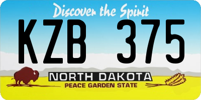 ND license plate KZB375