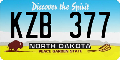 ND license plate KZB377