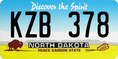 ND license plate KZB378