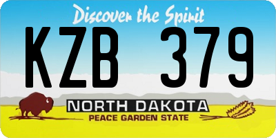 ND license plate KZB379