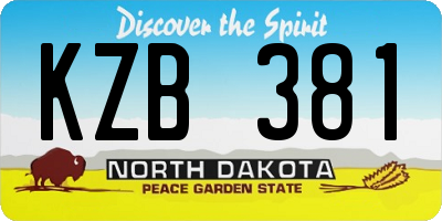 ND license plate KZB381
