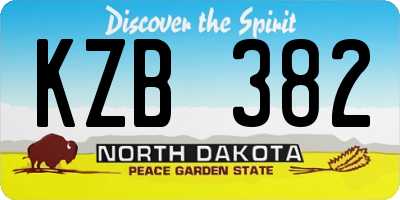 ND license plate KZB382