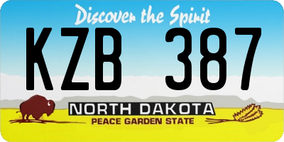 ND license plate KZB387