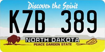 ND license plate KZB389