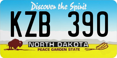 ND license plate KZB390