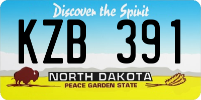 ND license plate KZB391