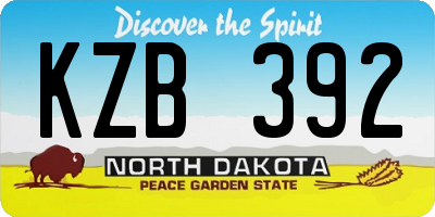 ND license plate KZB392