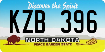 ND license plate KZB396