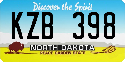 ND license plate KZB398