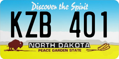 ND license plate KZB401