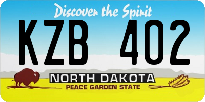 ND license plate KZB402