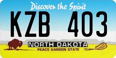 ND license plate KZB403