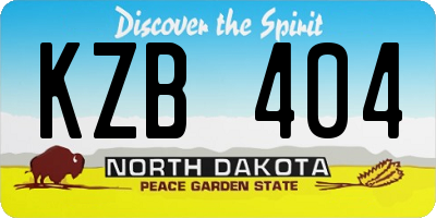 ND license plate KZB404