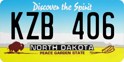 ND license plate KZB406