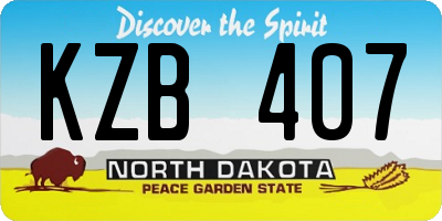 ND license plate KZB407
