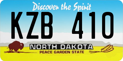 ND license plate KZB410