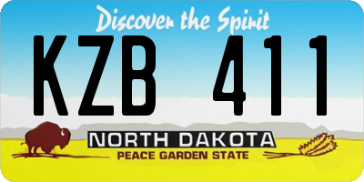 ND license plate KZB411