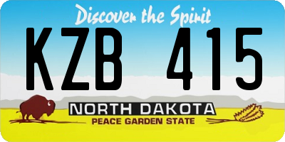 ND license plate KZB415