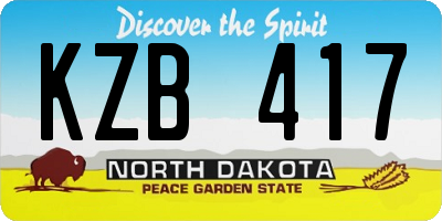 ND license plate KZB417