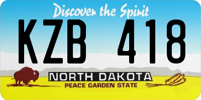 ND license plate KZB418