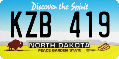 ND license plate KZB419