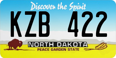 ND license plate KZB422