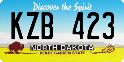 ND license plate KZB423