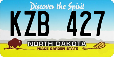 ND license plate KZB427