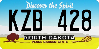 ND license plate KZB428