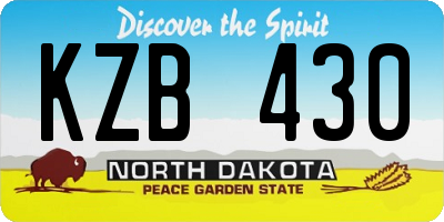 ND license plate KZB430