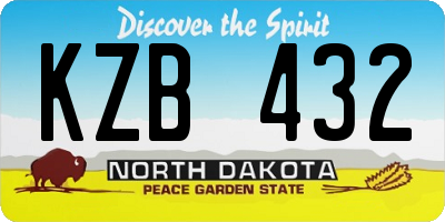 ND license plate KZB432