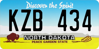 ND license plate KZB434