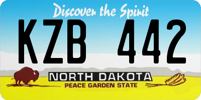 ND license plate KZB442