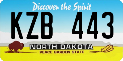 ND license plate KZB443