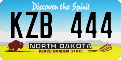 ND license plate KZB444