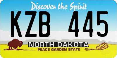 ND license plate KZB445