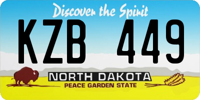 ND license plate KZB449