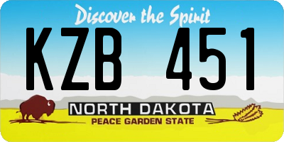 ND license plate KZB451