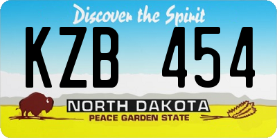 ND license plate KZB454