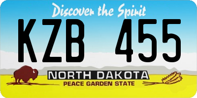 ND license plate KZB455