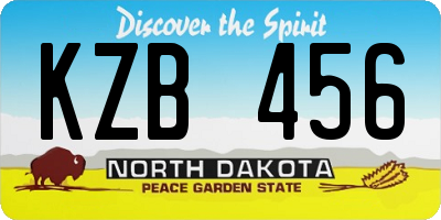 ND license plate KZB456