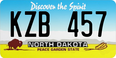 ND license plate KZB457
