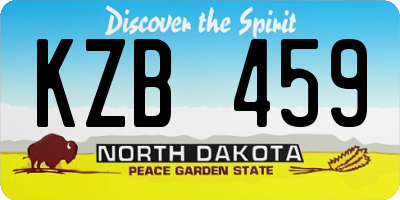 ND license plate KZB459