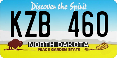 ND license plate KZB460