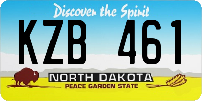 ND license plate KZB461