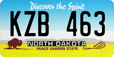 ND license plate KZB463