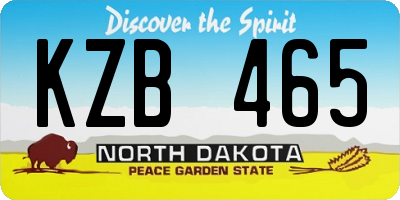 ND license plate KZB465