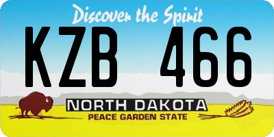 ND license plate KZB466