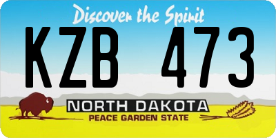 ND license plate KZB473