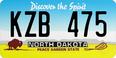 ND license plate KZB475
